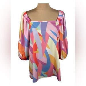 Carole Christian ~Colorful Geometric Color Block Dress/Top Small